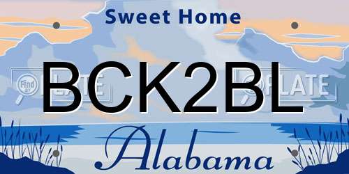 BCK2BL Alabama License Plate