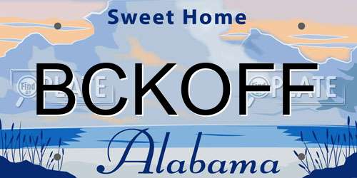 BCKOFF Alabama License Plate