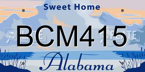 BCM415 Alabama License Plate