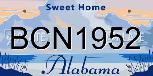BCN1952 Alabama License Plate
