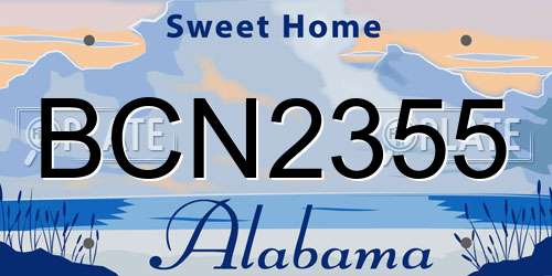 BCN2355 Alabama License Plate