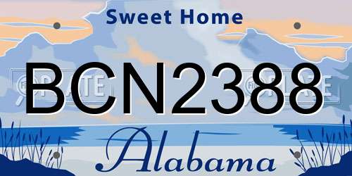 BCN2388 Alabama License Plate