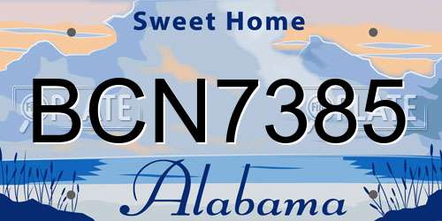 BCN7385 Alabama License Plate
