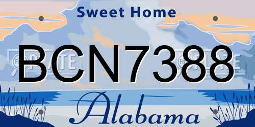 BCN7388 Alabama License Plate