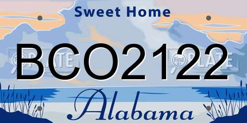 BCO2122 Alabama License Plate