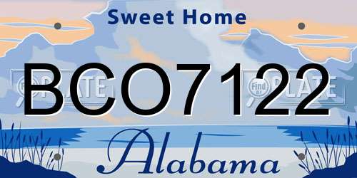 BCO7122 Alabama License Plate