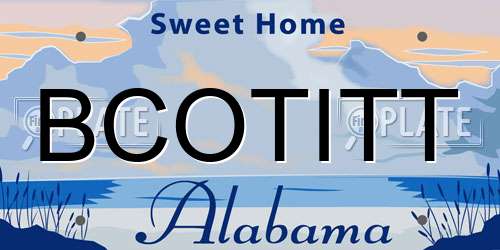 BCOTITT Alabama License Plate