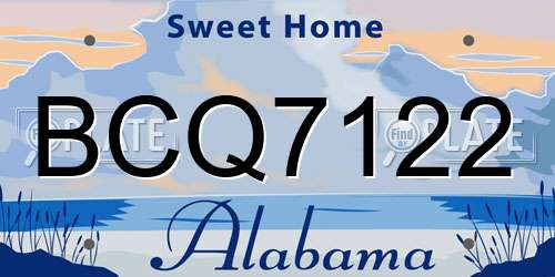BCQ7122 Alabama License Plate