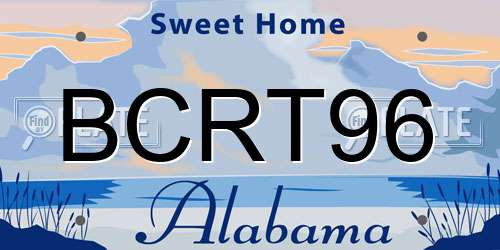 BCRT96 Alabama License Plate