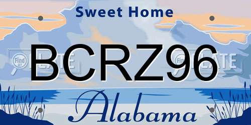 BCRZ96 Alabama License Plate