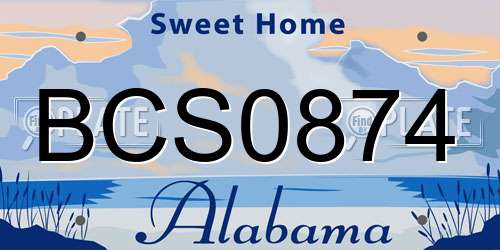 BCS0874 Alabama License Plate