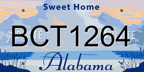 BCT1264 Alabama License Plate