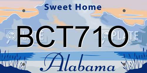 BCT71O Alabama License Plate
