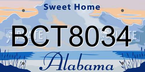 BCT8034 Alabama License Plate
