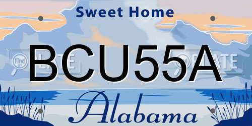 BCU55A Alabama License Plate
