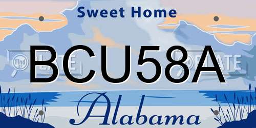 BCU58A Alabama License Plate