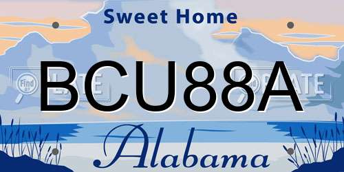 BCU88A Alabama License Plate