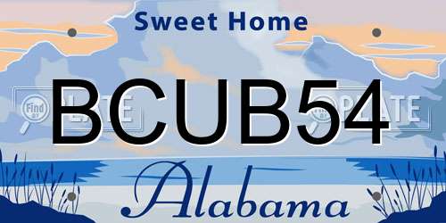 BCUB54 Alabama License Plate