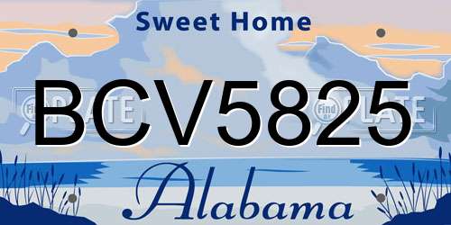 BCV5825 Alabama License Plate