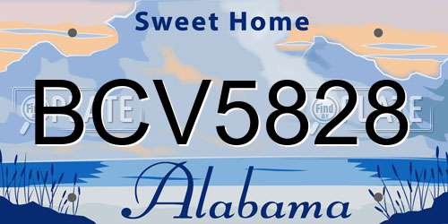 BCV5828 Alabama License Plate