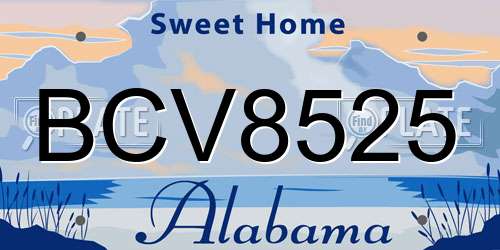 BCV8525 Alabama License Plate