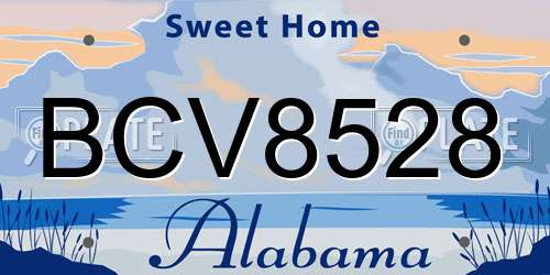 BCV8528 Alabama License Plate