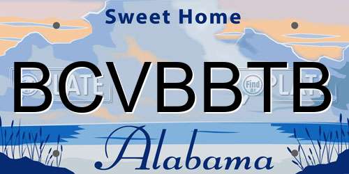 BCVBBTB Alabama License Plate