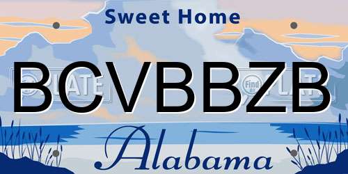 BCVBBZB Alabama License Plate