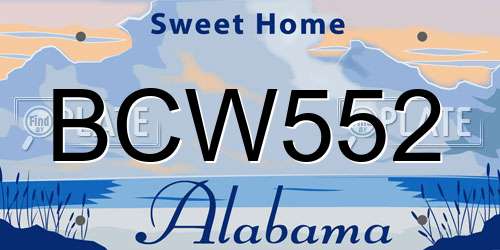 BCW552 Alabama License Plate