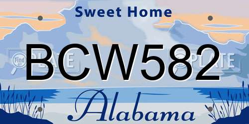 BCW582 Alabama License Plate
