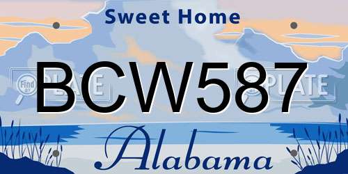 BCW587 Alabama License Plate