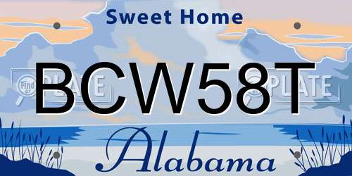 BCW58T Alabama License Plate
