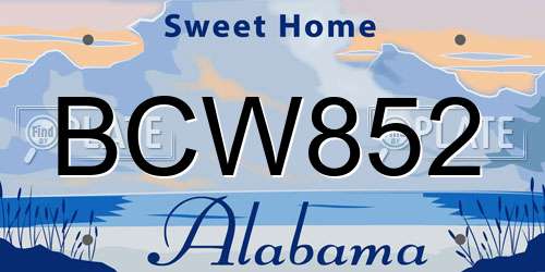 BCW852 Alabama License Plate