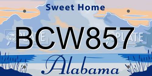 BCW857 Alabama License Plate