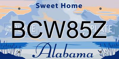 BCW85Z Alabama License Plate
