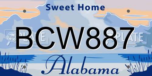 BCW887 Alabama License Plate