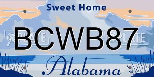 BCWB87 Alabama License Plate