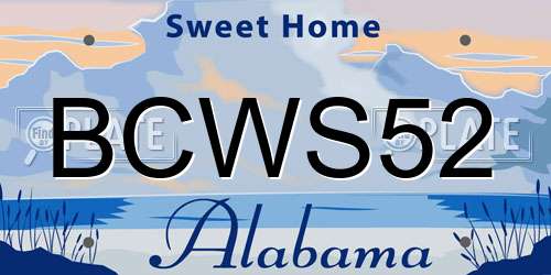 BCWS52 Alabama License Plate