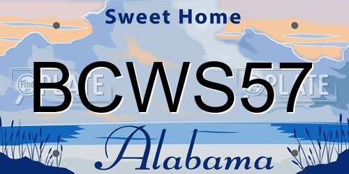 BCWS57 Alabama License Plate