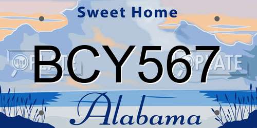 BCY567 Alabama License Plate