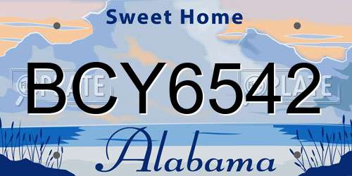 BCY6542 Alabama License Plate
