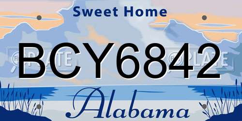 BCY6842 Alabama License Plate