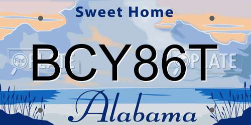 BCY86T Alabama License Plate