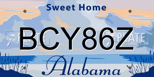 BCY86Z Alabama License Plate