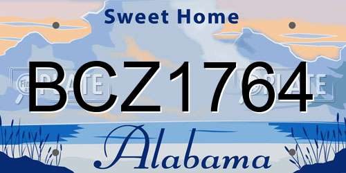 BCZ1764 Alabama License Plate