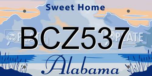 BCZ537 Alabama License Plate