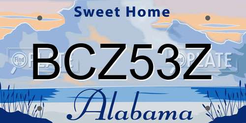 BCZ53Z Alabama License Plate