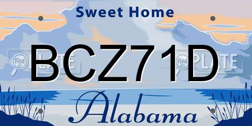 BCZ71D Alabama License Plate