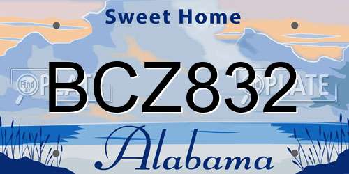 BCZ832 Alabama License Plate
