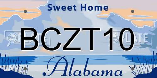 BCZT10 Alabama License Plate